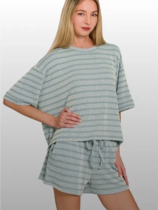 Zenana Outfitters Tops - Striped Mint Short Sleeve Tee for Women